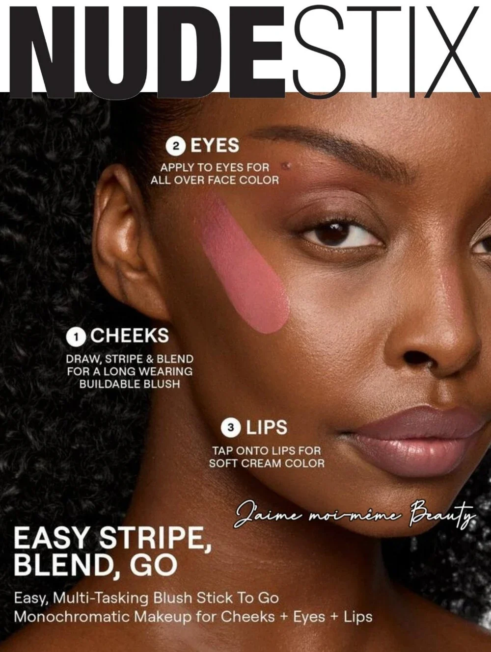 NUDESTIX Cream Balm Blush in Barely Nude Peach Pink Nude For Eyes, Lips & Cheeks